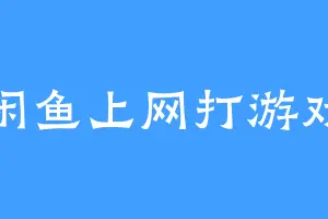 闲鱼上网打游戏