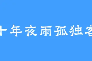 十年夜雨孤独客