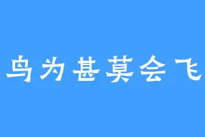 鸟为甚莫会飞