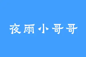 夜雨小哥哥